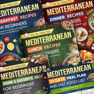 Set 5 Mediterranean Diet Chart Food List 2025, Mediterranean Diet Cookbook For Beginners Under 30 Minutes, Serving Sizes Calories Net Carbs, Weight Loss & Diabetes-Friendly, 30 Days Meal Plan Included