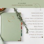 The Kikaze Collection | Leather Blank Recipe Notebook | 8.4” x 6” Hardcover Recipe Book to Write in Your Own Recipes | Heirloom Gift Sage Green & Gold Journal | 60 Recipes | Tabs, Pocket, Stickers & Bookmarks