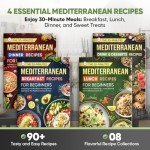 Set 5 Mediterranean Diet Chart Food List 2025, Mediterranean Diet Cookbook For Beginners Under 30 Minutes, Serving Sizes Calories Net Carbs, Weight Loss & Diabetes-Friendly, 30 Days Meal Plan Included