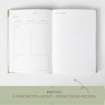 The Kikaze Collection | Leather Blank Recipe Notebook | 8.4” x 6” Hardcover Recipe Book to Write in Your Own Recipes | Heirloom Gift Sage Green & Gold Journal | 60 Recipes | Tabs, Pocket, Stickers & Bookmarks