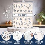 Recipe NoteBook to Write in Your Own Recipes, 7" x 9" Hardcover Notebook with 200 Recipe Template Pages (100 sheets), 8 Movable Dividers Tabs, Table of Contents, Pocket, and 24 Category Stickers for Organized Recipes' Cookbook