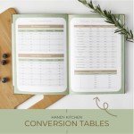 The Kikaze Collection | Leather Blank Recipe Notebook | 8.4” x 6” Hardcover Recipe Book to Write in Your Own Recipes | Heirloom Gift Sage Green & Gold Journal | 60 Recipes | Tabs, Pocket, Stickers & Bookmarks