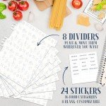 Recipe NoteBook to Write in Your Own Recipes, 7" x 9" Hardcover Notebook with 200 Recipe Template Pages (100 sheets), 8 Movable Dividers Tabs, Table of Contents, Pocket, and 24 Category Stickers for Organized Recipes' Cookbook