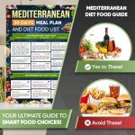 Set 5 Mediterranean Diet Chart Food List 2025, Mediterranean Diet Cookbook For Beginners Under 30 Minutes, Serving Sizes Calories Net Carbs, Weight Loss & Diabetes-Friendly, 30 Days Meal Plan Included