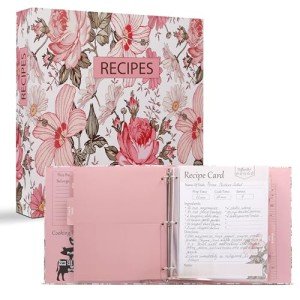 Addimay Recipe Book to Write in Your Own Recipes - Hardcover 3 Ring Recipe Binder with Plastic Sleeves - 8x10 Recipe Cards w/Folder Dividers - Blank Cookbook for Organizing Family Recipes