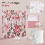 Addimay Recipe Book to Write in Your Own Recipes - Hardcover 3 Ring Recipe Binder with Plastic Sleeves - 8x10 Recipe Cards w/Folder Dividers - Blank Cookbook for Organizing Family Recipes