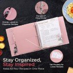 Addimay Recipe Book to Write in Your Own Recipes - Hardcover 3 Ring Recipe Binder with Plastic Sleeves - 8x10 Recipe Cards w/Folder Dividers - Blank Cookbook for Organizing Family Recipes
