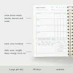 Kunitsa Co. Food and Exercise Journal for Women - Track Meals, Nutrition, and Weight Loss, 90 Days, Pink, 8.5 x 6 Inches