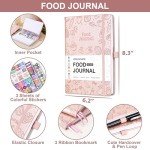 Food Journal - Journal for Women Weight Loss, 5.8" x 8.3", 6 Months Meal Planner to Count Calories Health Journals for Women/Men, Keep Healthy Diet & Achieve Fitness Goals - Rose Gold