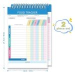 2-Pack Food Journal Diaries – Spiral-Bound (5.5" x 8.5"), 50 Double-Sided Pages for Tracking Calories, Carbs, Protein, Fat, Macronutrients, and Eating Habits, Perfect for Healthy Eating Goals