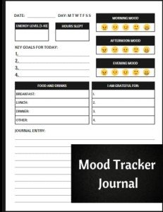 Mood Tracker Journal | Mood, Food and Wellness Journal - Track your Sleep, Mood, Energy, Activities, Food Intake and Gratitude daily: 8.5" x 11"