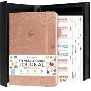 Clever Fox Fitness and Food Journal Premium – Guided Daily Workout, Meal & Weight Loss Tracker for Women & Men – Exercise Diet Planner (Rose Gold)