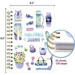 Food and Fitness Meal Workout Journal Diary Wellness Log Notebook Planner Weight Loss Diet Exercise Training Health Tracker 6.1" x 8.5" Hard Cover