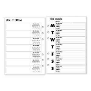 A5 Food Journal Planner Insert Refill, 5.83″ x 8.27″, Fits 6-Rings Binders - Filofax, LV GM, Moterm, Choice of Quantity