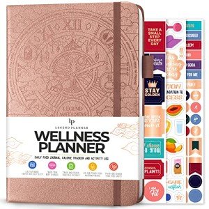 Legend Wellness Planner & Food Journal – Daily Diet & Health Journal with Weight Loss, Measurement & Exercise Trackers – Lifestyle & Nutrition Diary – Lasts 6 Months, A5 size – Rose Gold