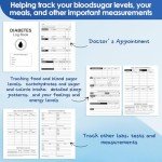Affrolling 2 Pcs Diabetes Daily Log Book, Blood Sugar Log Book Diabetes Food Journal for Types 1 & 2 Tracking Blood Sugar Glucose Carbs Calories, A5 Spiral Bound