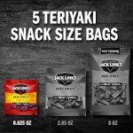 Jack Link's Beef Jerky, Teriyaki, Multipack Bags - Flavorful Meat Snacks for Lunches, Ready to Eat Protein Snacks, Individual Packs - 7g of Protein, Made with 100% Beef - 0.625 oz (Pack of 5)