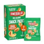 Emerald Nuts Roasted and Salted Cashews 7ct (1-Pack), 100-Calorie Individual Packs, Kosher Certified, Non-GMO, Contains No Artificial Preservatives, Flavors or Synthetic Colors