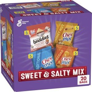 Sweet & Salty Snack Variety Pack, Muddy Buddies Peanut Butter & Chocolate, Chex Mix Traditional, Cheddar & Honey Nut, 35 oz (20 Bags)