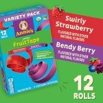 Annie's Organic Fruit Tape, Swirly Strawberry and Bendy Berry, Gluten Free, Variety Pack, 12 Rolls, 9 oz