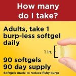 Nature Made Burp Less Ultra Omega 3 Fish Oil Supplements, 1400mg Fish Oil Omega 3 Supplements as Ethyl Esters for Healthy Heart Brain Eyes Support, One Per Day, 90 Softgels