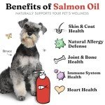 Salmon Oil for Dogs & Cats - Healthy Skin & Coat, Fish Oil, Omega 3 EPA DHA, Liquid Food Supplement for Pets, All Natural, Supports Joint & Bone Health, Natural Allergy & Inflammation Defense, 8 oz