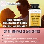 Omega 3 Burpless Fish Oil Supplement 2000mg Max Strength Maintain Healthy Heart, Sharper Brain, Shiny Hair, Boost Immune System, High Potency EPA & DHA Vitamin E, Non-GMO 120 Small Liquid Softgels