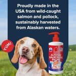 PLATO Wild Alaskan Salmon Oil Kibble Topper - Boost Dog Food with Omega 3 & 6 Fatty Acids - For Healthy Skin & Coat - 8 ounces