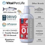 Salmon Oil for Dogs & Cats - Healthy Skin & Coat, Fish Oil, Omega 3 EPA DHA, Liquid Food Supplement for Pets, All Natural, Supports Joint & Bone Health, Natural Allergy & Inflammation Defense, 8 oz