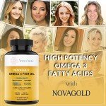 Omega 3 Burpless Fish Oil Supplement 2000mg Max Strength Maintain Healthy Heart, Sharper Brain, Shiny Hair, Boost Immune System, High Potency EPA & DHA Vitamin E, Non-GMO 120 Small Liquid Softgels