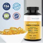 Omega 3 Burpless Fish Oil Supplement 2000mg Max Strength Maintain Healthy Heart, Sharper Brain, Shiny Hair, Boost Immune System, High Potency EPA & DHA Vitamin E, Non-GMO 120 Small Liquid Softgels
