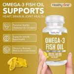 Omega 3-1400mg EPA & DHA - 2000mgs of Triple Distilled Fish Oil - Fatty Acids - Heart Brain & Joint Health - Circulation - Brain Fog - No Fillers or Mercury - Cholesterol - LDL HDL - 120 Count