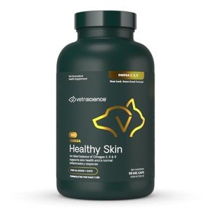 VetriScience Healthy Skin Omega 3, 6, 9 Fish Oil Supplement for Dogs and Cats, 90 Gel Capsules - Supports Healthy Skin & Coat, Immune Health, and Joint Mobility