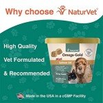 NaturVet – Omega-Gold Plus Salmon Oil | Supports Healthy Skin & Glossy Coat | Enhanced with DHA, EPA, Omega-3 & Omega-6 | for Dogs & Cats | 90 Soft Chews