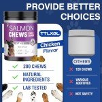 Omega 3 Skin and Coat Supplement for Dogs 200 Chews Dog Fish Oil Supplements with EPA & DHA Fatty Acids Dry Skin Relief for Dogs Shedding Allergy Itching Promotes Heart Hip Joint Health