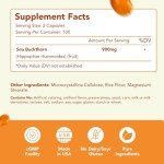 Healthy Way Pure Omega 7 Fatty Acids 200 Capsules 900mg Natural Sea Buckthorn Oil, NON-GMO USA Made