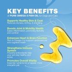 Omega 3 Fish Oil for Dogs and Cats - Healthy Skin and Coat Support Supplement - Omega 3 6 9 EPA DHA Fatty Acids - Itchy Skin, Shedding, Immunity, Joint - Wild Caught Salmon and Pollock Food Topper