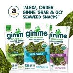 Gimme Seaweed Grab & Go Organic Premium Roasted Seaweed Snacks, Sea Salt & Avocado Oil, 5 Count Trayless, Keto, Vegan, Gluten-Free, Source of Omega3s, Healthy On-The-Go Snack for Kids & Adults