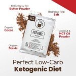 Fat Fuel Keto Cocoa 22g Premium Fats - with Grass Fed Butter, MCT Oil, Coconut & Redmond Real Salt - Instant Organic Cocoa, One Net Carb, A True Meal Replacement - 15 Servings