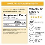 NatureWise Vitamin D3 5000iu (125 mcg) 200-Day Supply for Immune Support, Healthy Muscle Function, and Bone Health - Non-GMO, Gluten Free in Organic Extra Virgin Olive Oil, (Mini Softgel), 200 Count