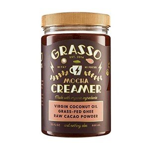Grasso Mocha Creamer | The Original High-Fat Coffee Creamer | Keto | Coconut Oil, Ghee, Cocoa Powder | 15 oz