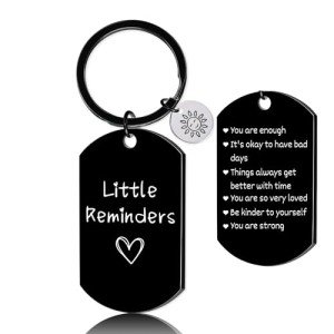 Luvsweets Little Reminders Gifts Keychain - Mental Health Gifts for Women Men, You are Enough Black Key Chain, Inspirational Motivational Positive Quotes Self Care Gift for Daughter Son Friends