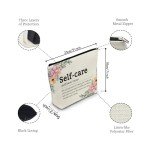 YULUENZE Self Care Definition Inspirational Presents Canvas Makeup Bag Self Care Toiletry Pouch with Zipper Mental Health Birthday Present for Women Coworkers Friends BFF