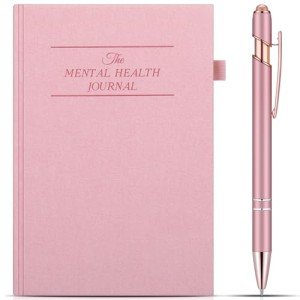 Dunzoom Pink Mental Health Journal with Retractable Pen 91 Days Self Care Journal for Women A5 Size Anxiety Guided Notebook Daily Wellness Mood Tracker Self Care Planner