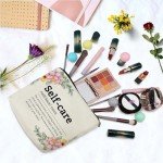 YULUENZE Self Care Definition Inspirational Presents Canvas Makeup Bag Self Care Toiletry Pouch with Zipper Mental Health Birthday Present for Women Coworkers Friends BFF