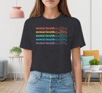 IFQ Women's Mental Health Matters Shirt Self Care Crewneck T-Shirt Inspirational Letter Print Tee Grey