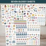 Bloom Daily Planners Rest is Self-Care Planner Sticker Pack - 8 Sheets / 490+ Stickers - Relaxation Themed Illustrations for Mental Health & Wellness - Journaling, Scrapbooking, Planning