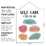Self-Care Check-In Sign, Mental Health & Wellness Decor, Wooden Wall Plaque for Home or Office, Psychological Door Sign, Therapy Room Decor