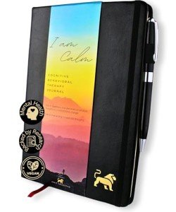 Calm Collective Guided CBT Anxiety Relief Journal Kit for Mental Health Therapy with Free Pen Included, Mindfulness Self Care Prompts, Gratitude & Habit Tracker, Wellness Gift Diary Notebook