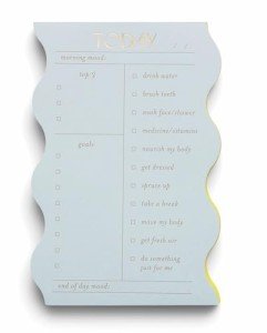DesignWorks Ink Wavy Daily Planner Notepad - 4” X 6” Aesthetic Self Care Tracker & To Do List Note Pad - Checklist for Productivity, Mental Health & Wellness, 180 Tear-Off Sheets - Cloud